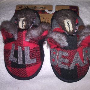 NWT kids lil bear dearfoam slippers plaid